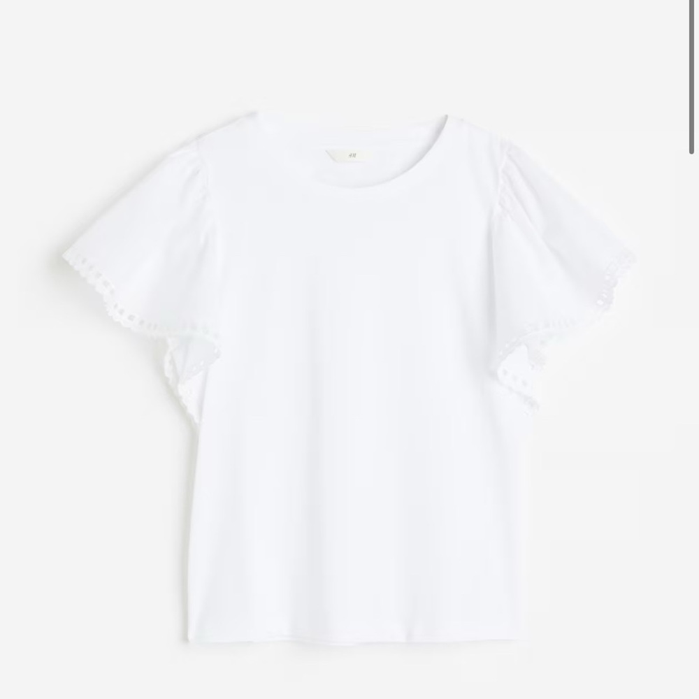 H&M White Flutter Sleeve Top - NWT